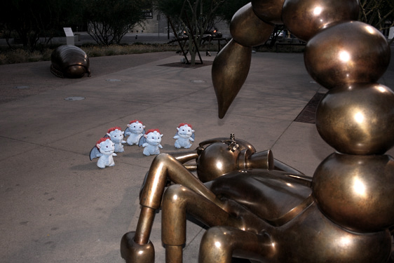 Sperels Vs. Scorpion: five sperels challenge a giant scorpion in downtown Phoenix, Arizona.