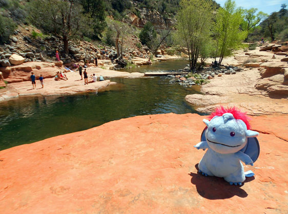 A Non-Slidey Stretch of River at Slide Rock State Park - Oak Creek Canyon; Sedona, AZ Beyond the slippery chutes of Slide Rock, the Oak Creek Canyon river gets a bit more tranquil