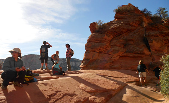 Hikers admiring the view from Scout Lookout
